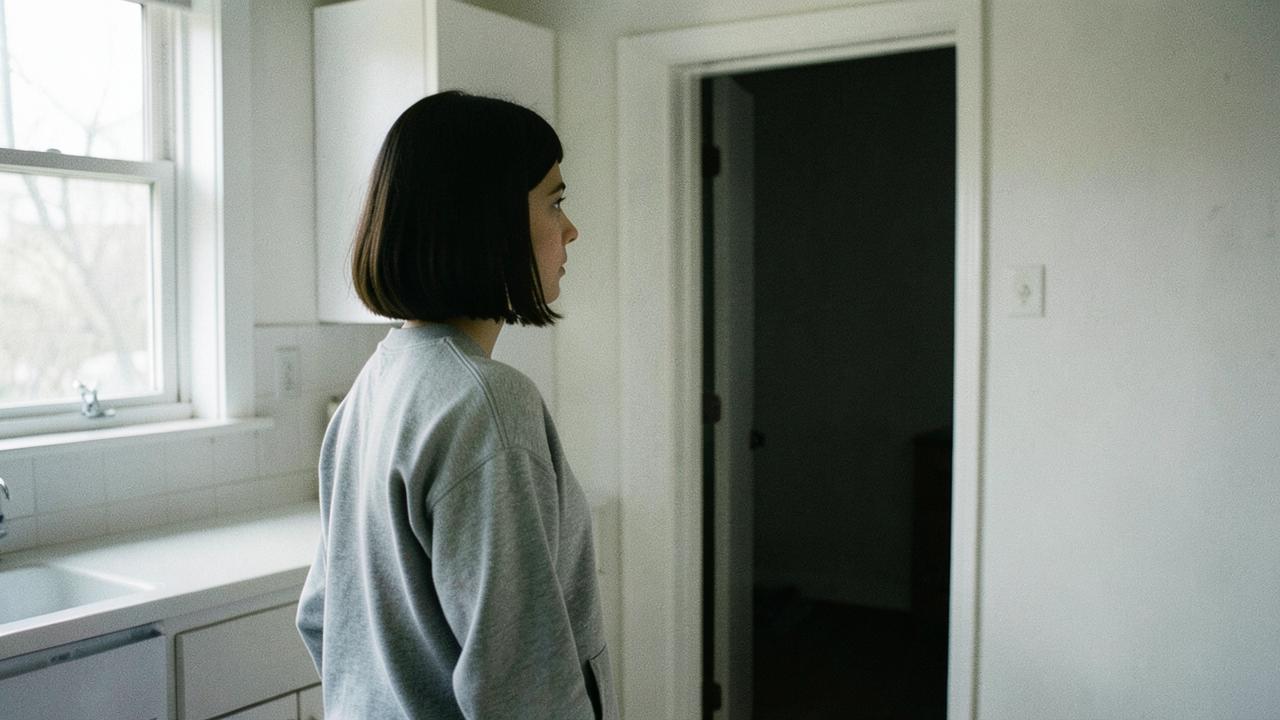 The teenager turned toward a now-empty doorway in the kitchen